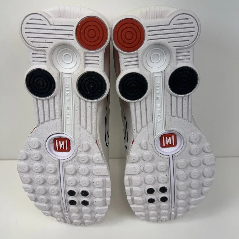 NIKE Shox R4 (GS) Shoes Youth Size 6.5 Women Size 8 White Phantom Red CW2626 102